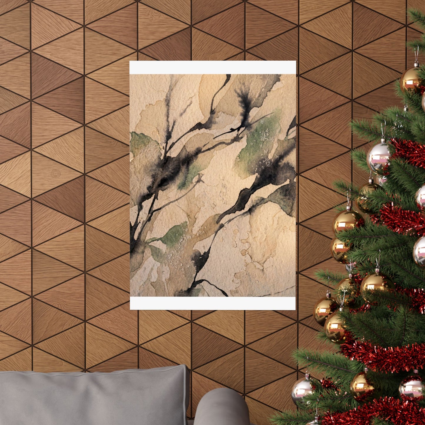 Shadow Play Winter Wall Art Print | Japandi Cozy Design