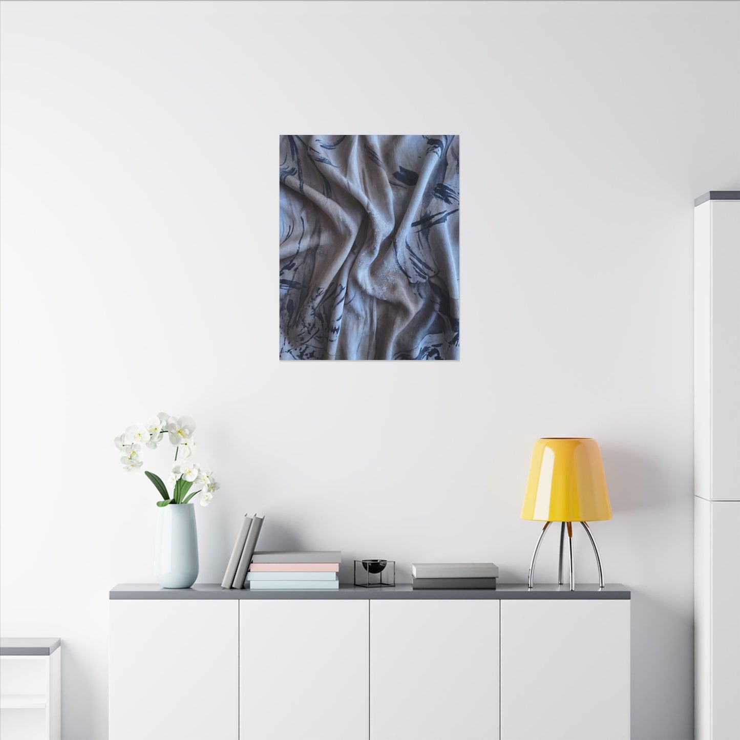 Silk Drape Winter Canvas Art | Japandi Earthy Design