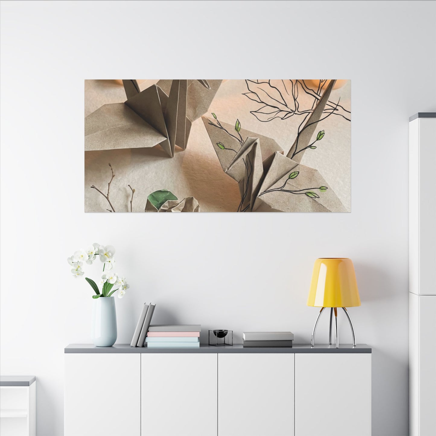 Paper Fold Spring Canvas Art | Japandi Earthy Design
