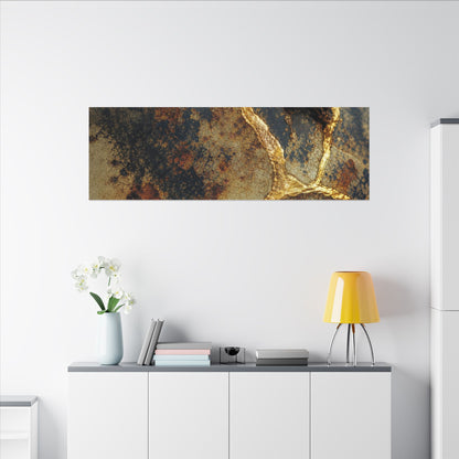 Datsuzoku Rust Patina Canvas Art - Kintsugi Crackle Gold