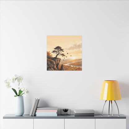 Pine Tree Autumn Canvas Art | Japandi Warm Design