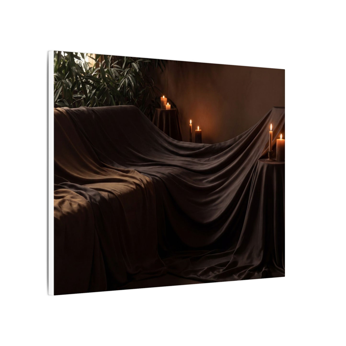 Candlelight Silk Drape Canvas Art - Dark Japandi Ma