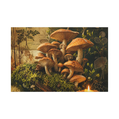 Spring Wild Mushrooms Herbarium Canvas Art | Earthy Decor