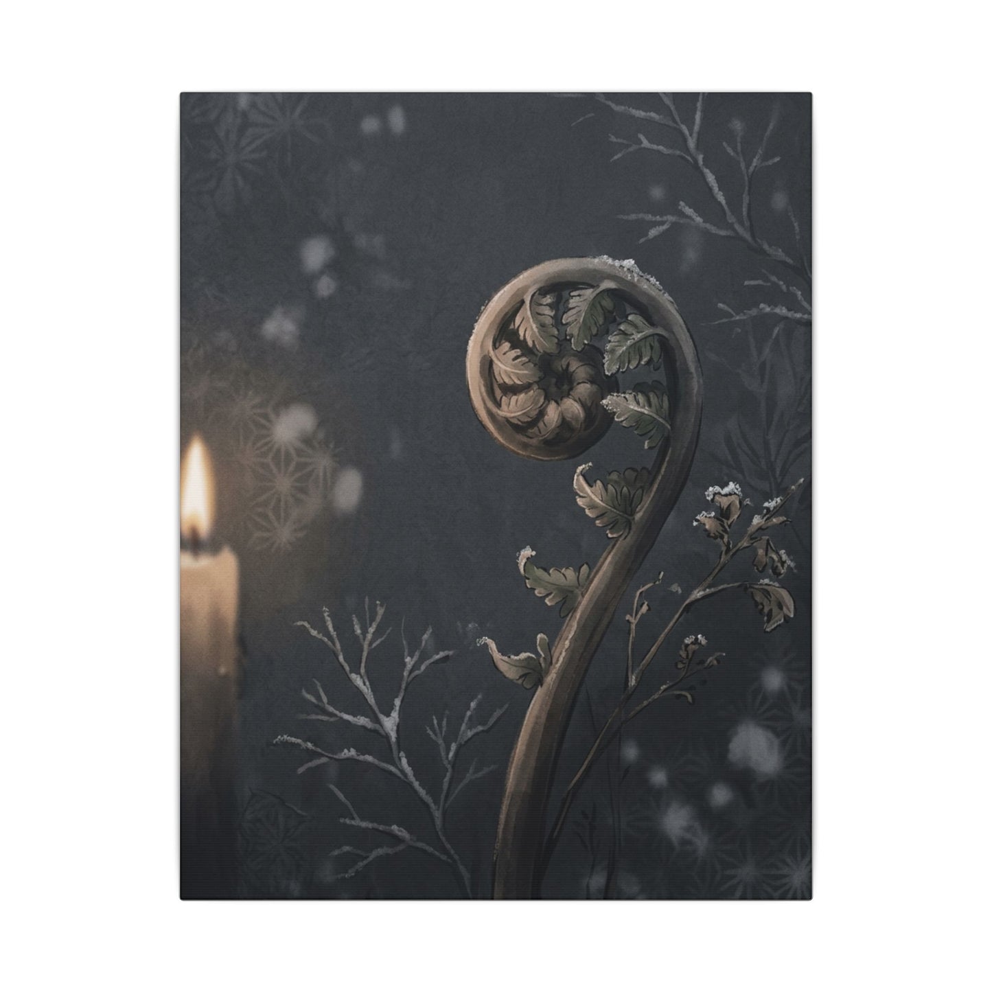 Candlelight Fern Unfurling Canvas Art - Japandi Ma