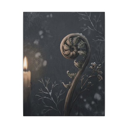 Candlelight Fern Unfurling Canvas Art - Japandi Ma