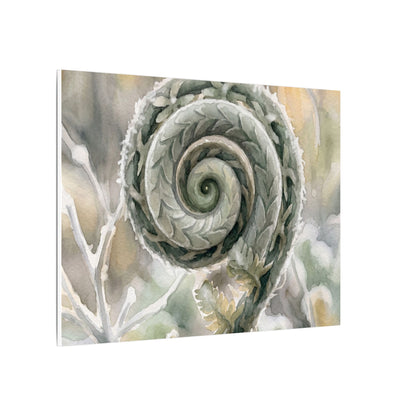 Winter Fern Unfurling Watercolor Canvas Art | Cozy Decor