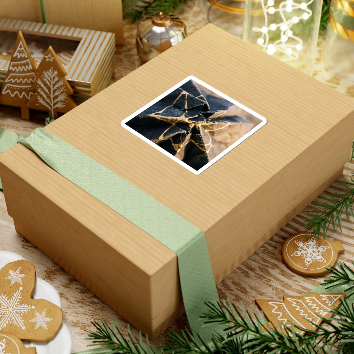 Paper Fold Sticker | Winter Kintsugi Gold Repair Art Art Print