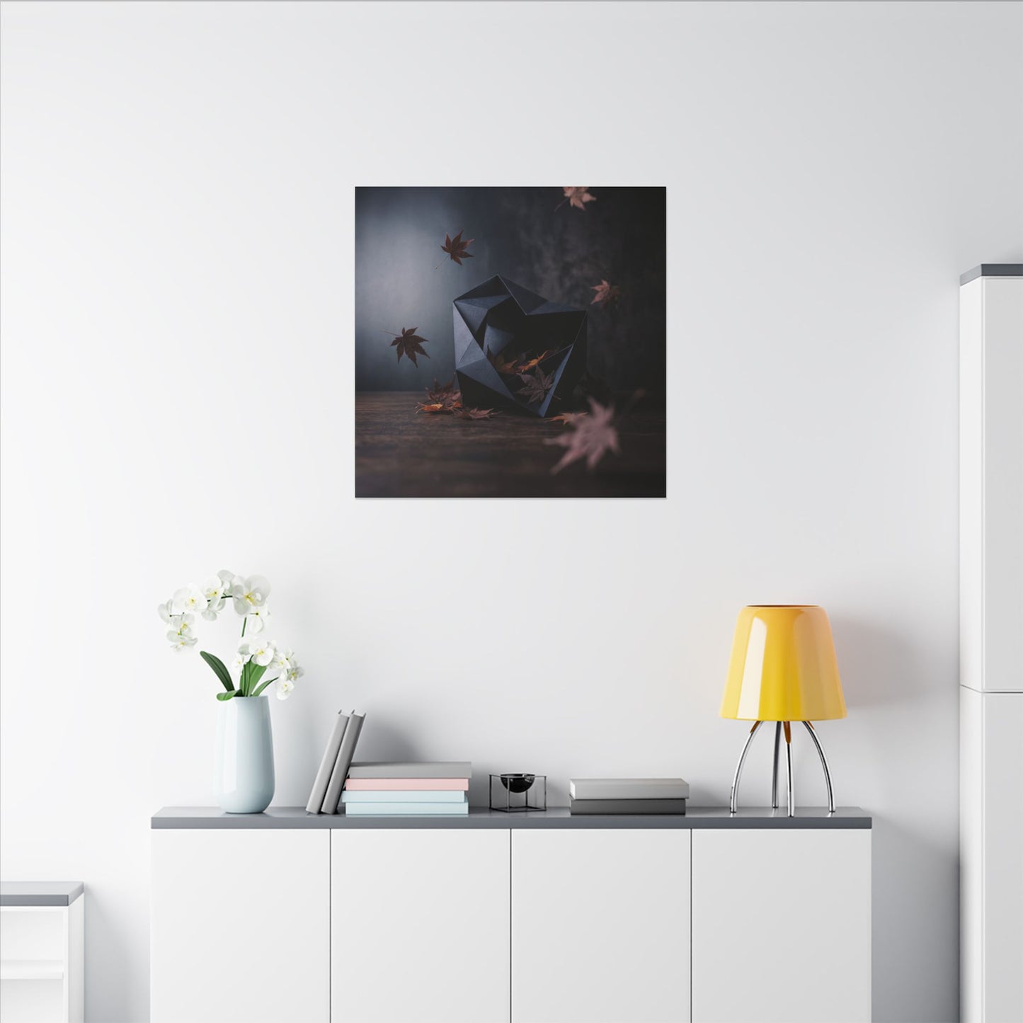 Dark Japandi Paper Fold in Dawn | Shadow Zen Canvas Art