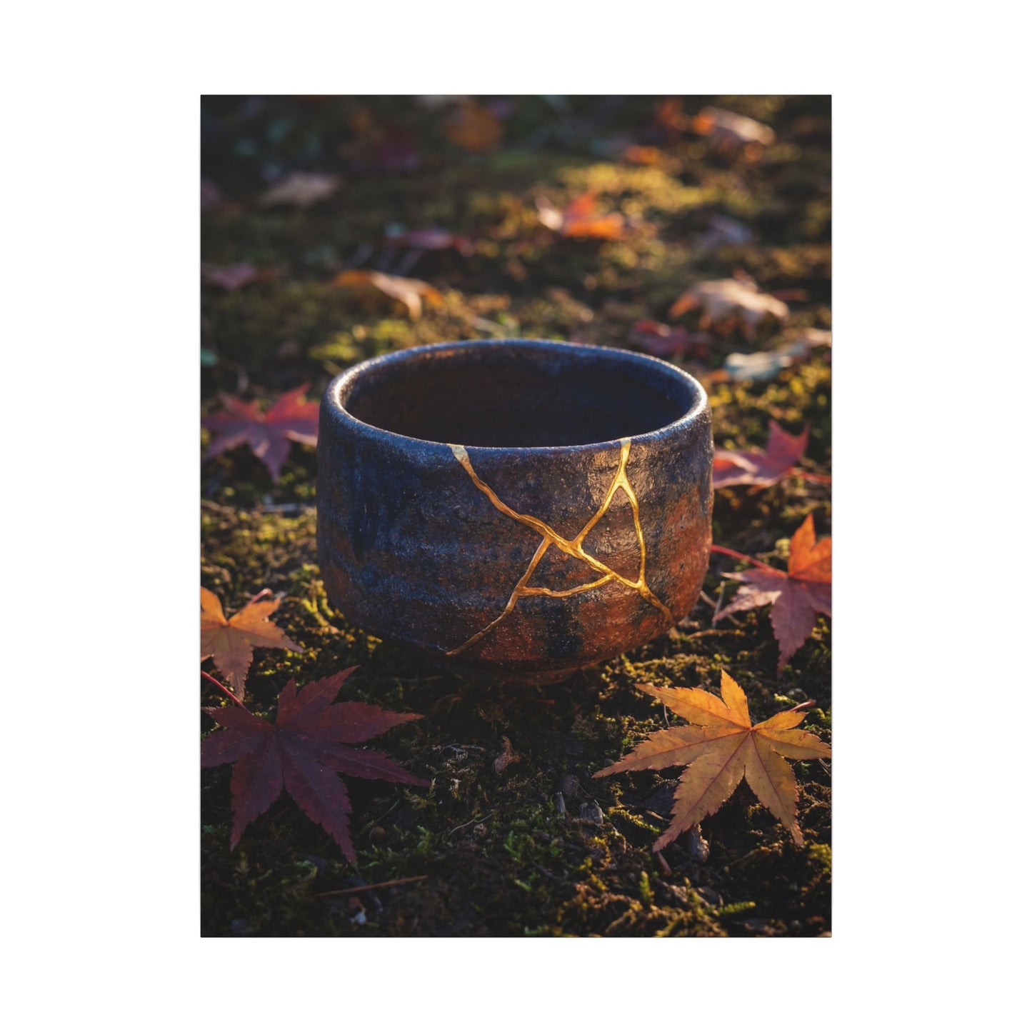 Kanso Moonlit Garden Canvas Art - Kintsugi Gold Repair