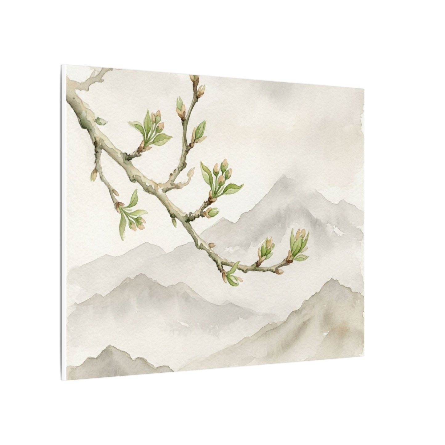 Spring Mountain Mist Watercolor Canvas Art | Cozy Decor