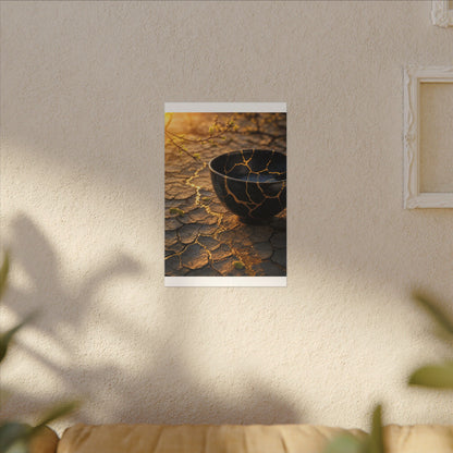 Golden Hour Cracked Earth Canvas Art - Kintsugi Fukinsei