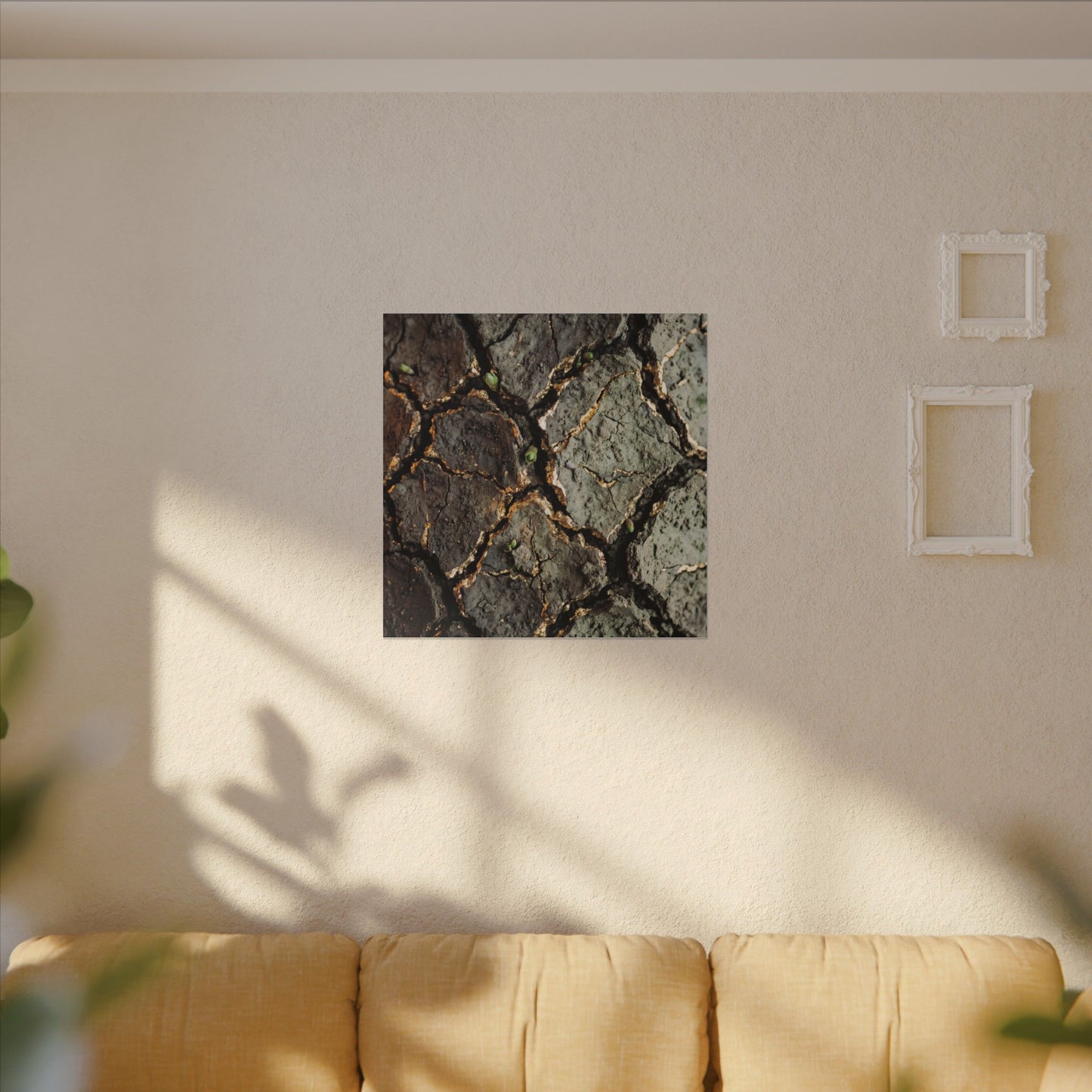 Earthy Cracked Earth Canvas Art - Japanese Pattern Japandi