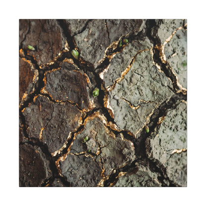 Earthy Cracked Earth Canvas Art - Japanese Pattern Japandi