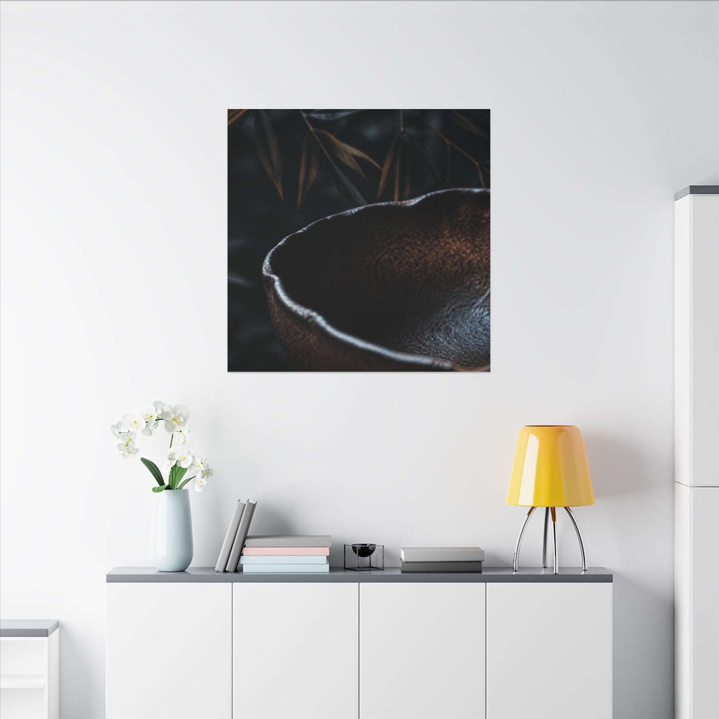 Luxurious Ceramic Bowl Canvas Art - Shadow Zen Dark Japandi