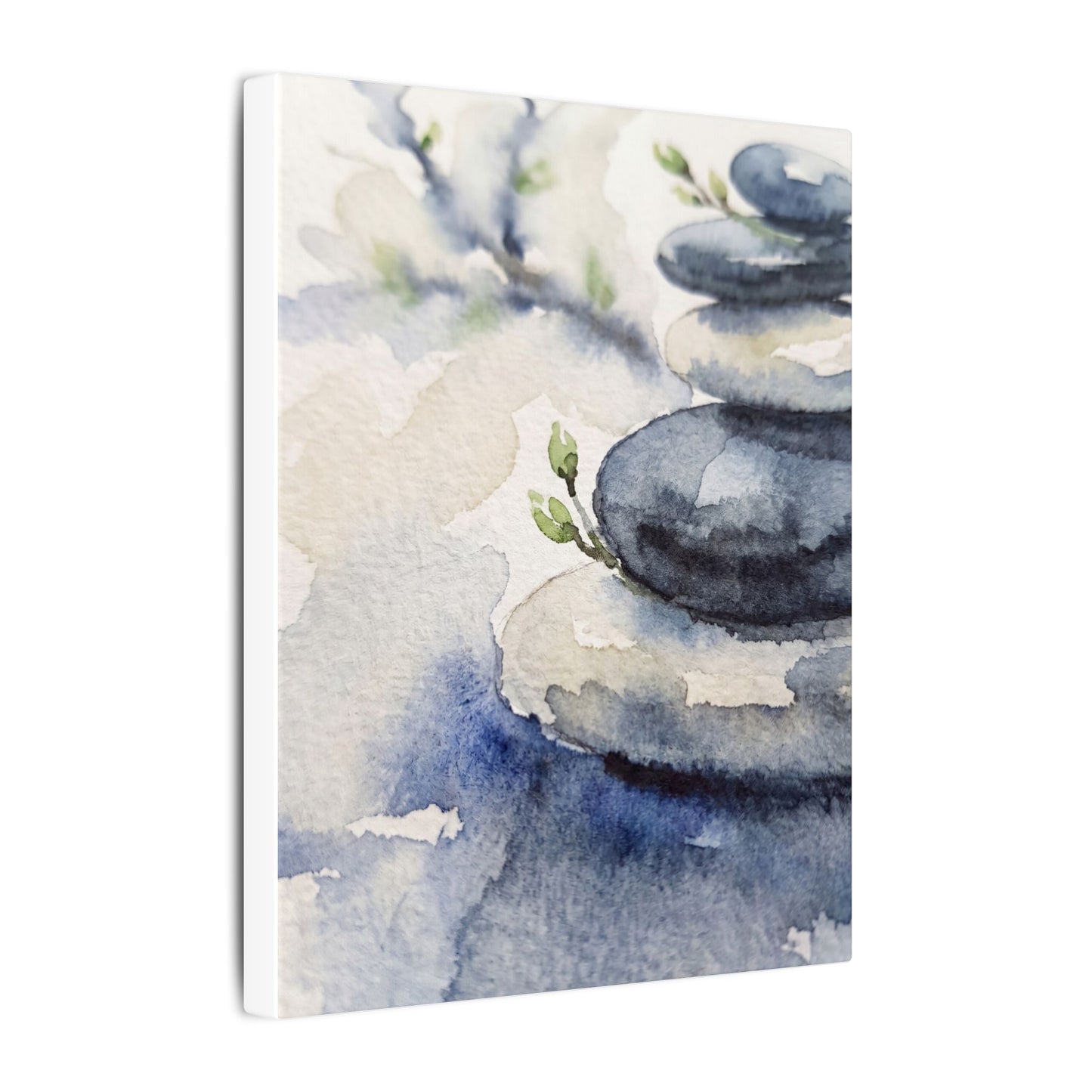 River Stones Watercolor Canvas Art | Cozy Japandi Art