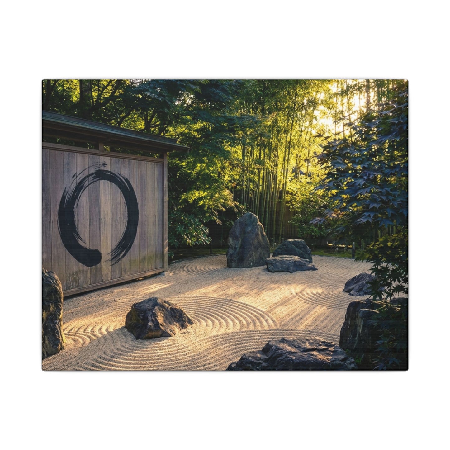 Rock Garden Enso Canvas Art | Tranquil Zen Art