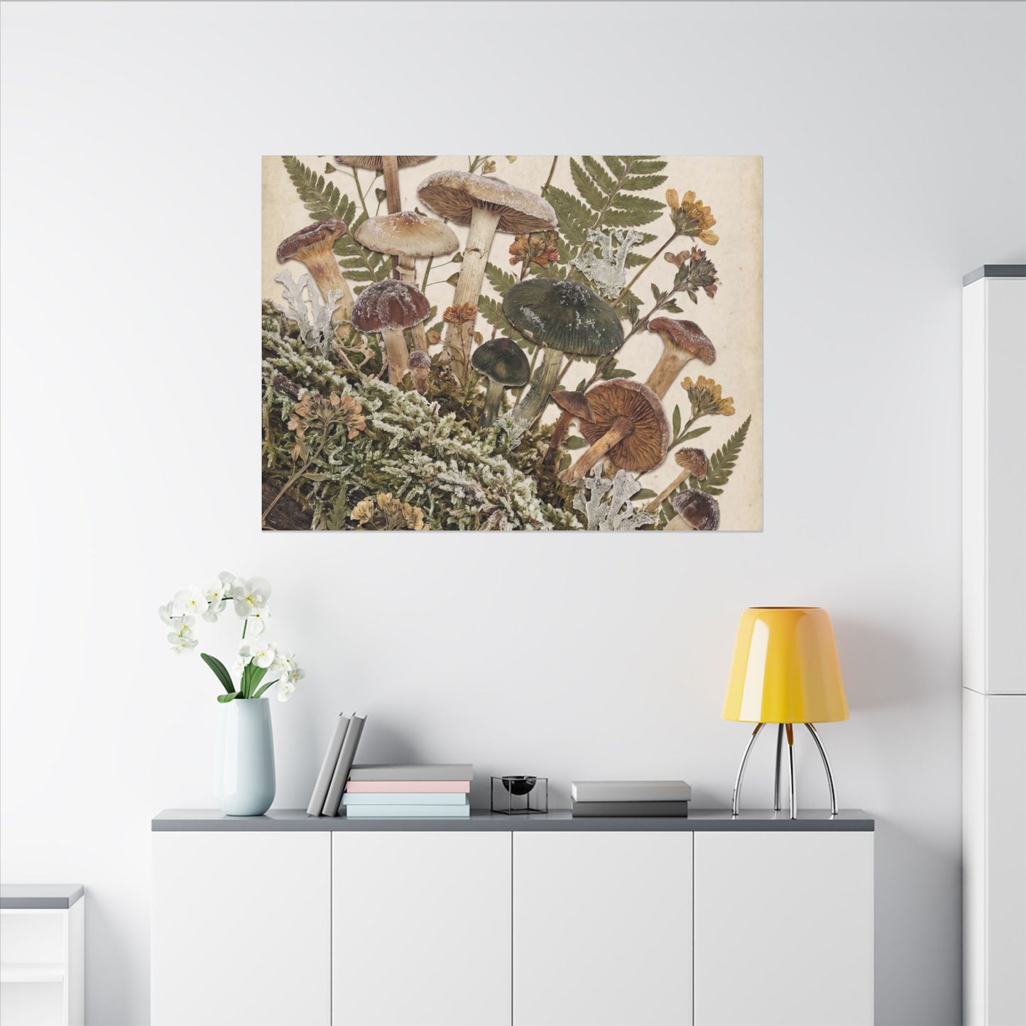 Winter Wild Mushrooms Herbarium Canvas Art | Enchanting Decor