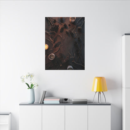 Dried Flowers Canvas Art | Winter Dark Japandi Moody Minimal Art