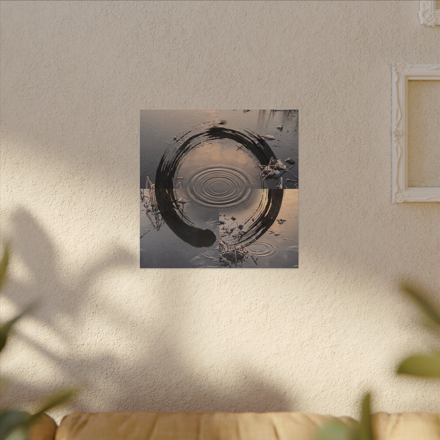 Winter Water Ripple Enso Canvas Art | Tranquil Decor