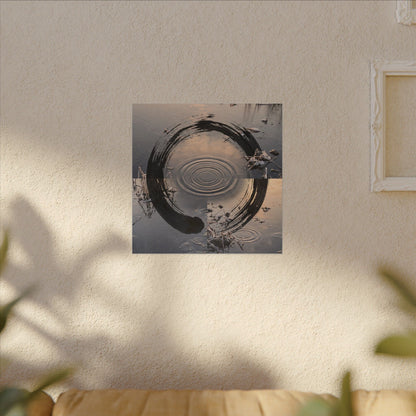 Winter Water Ripple Enso Canvas Art | Tranquil Decor