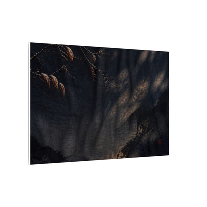Atmospheric Silk Drape Canvas Art - Charcoal Ink Dark Japandi