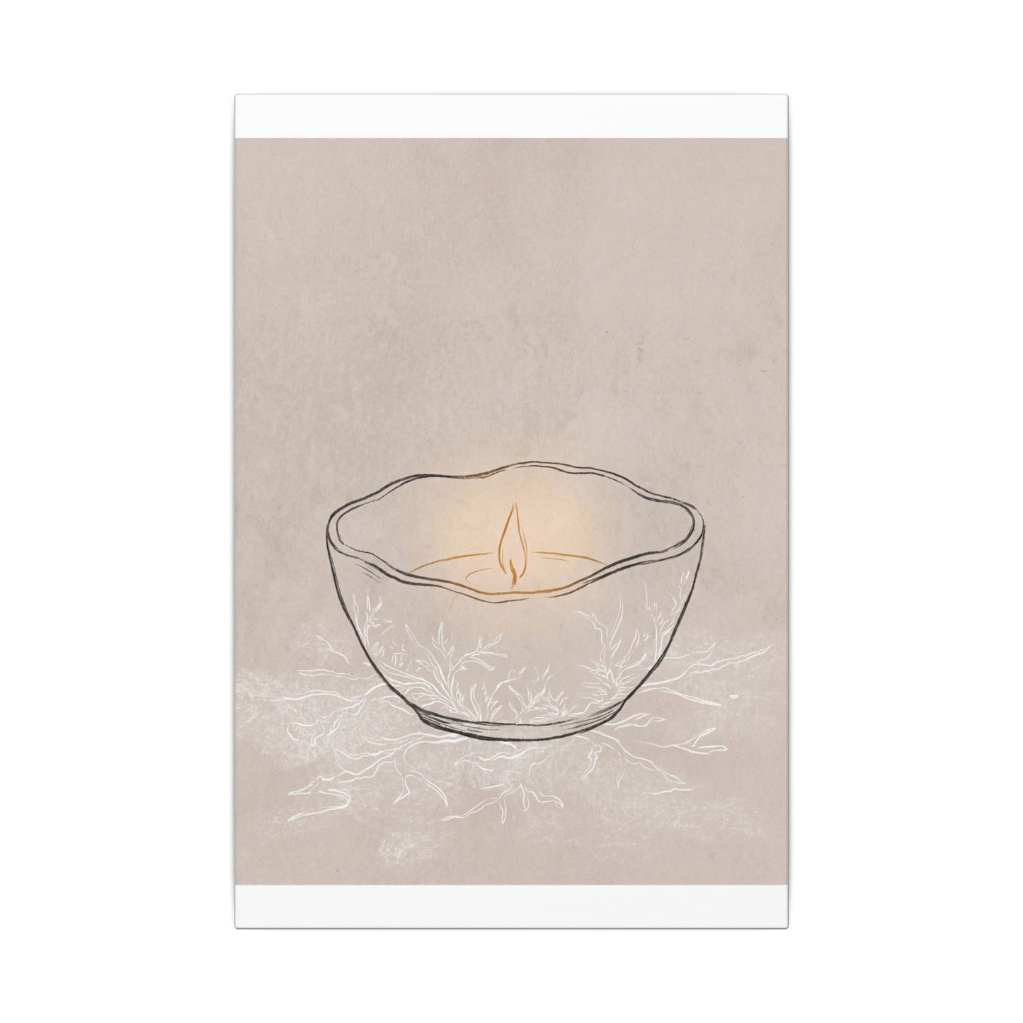 Ceramic Bowl Minimal Line Canvas Art | Neutral Japandi Art