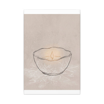 Ceramic Bowl Minimal Line Canvas Art | Neutral Japandi Art