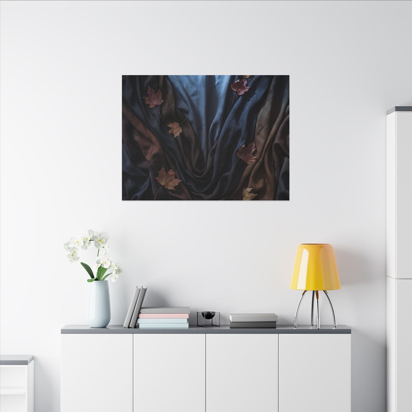 Silk Drape Canvas Art | Autumn Dark Japandi Moody Minimal Art