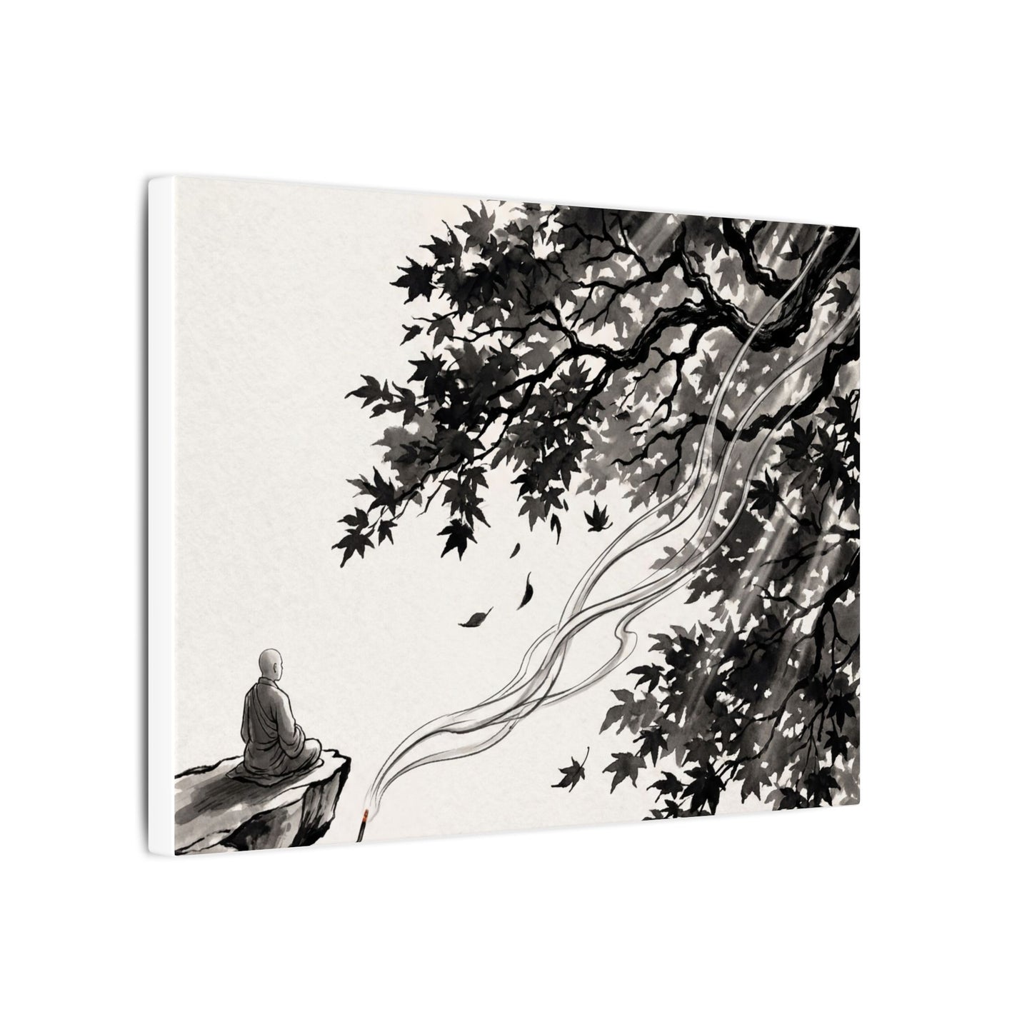 Serene Incense Smoke Canvas Art - Ukiyo E Inspired Zen
