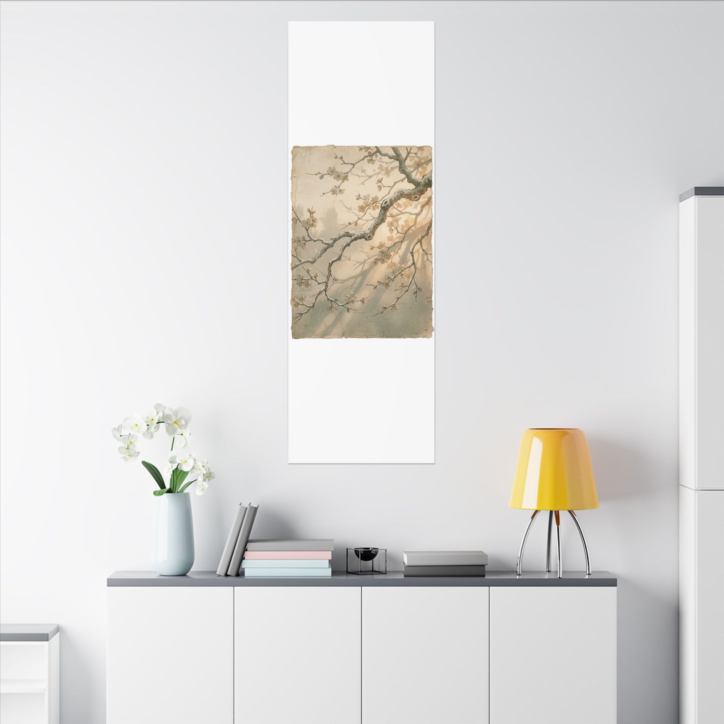 Cherry Blossom Canvas Art | Winter Japandi Japanese Pattern Art