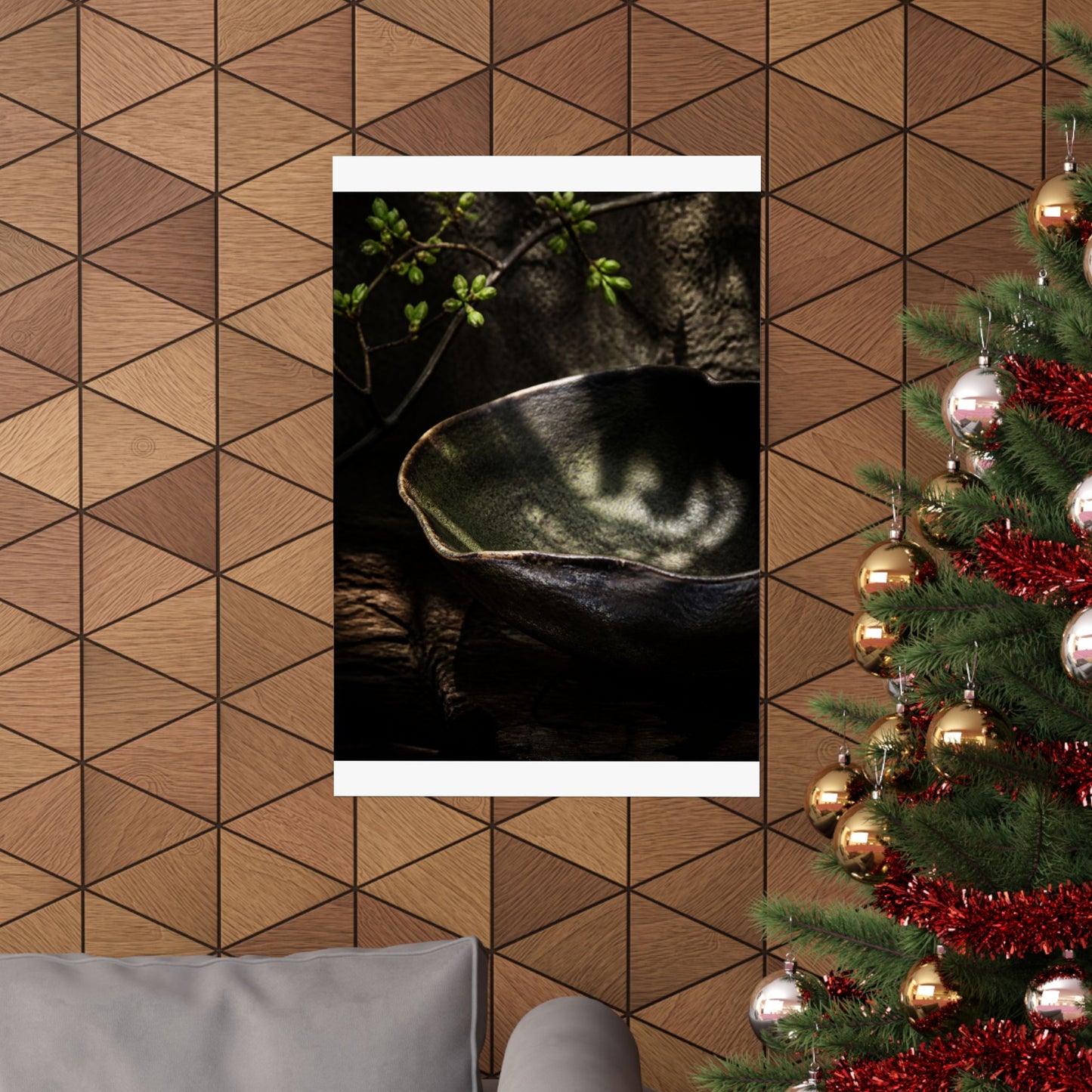 Dappled Ceramic Bowl Wall Art Print - Dark Japandi Fukinsei
