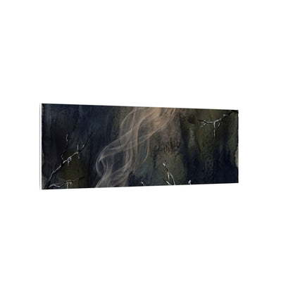 Incense Smoke Winter Canvas Art | Dark Japandi Moody Design