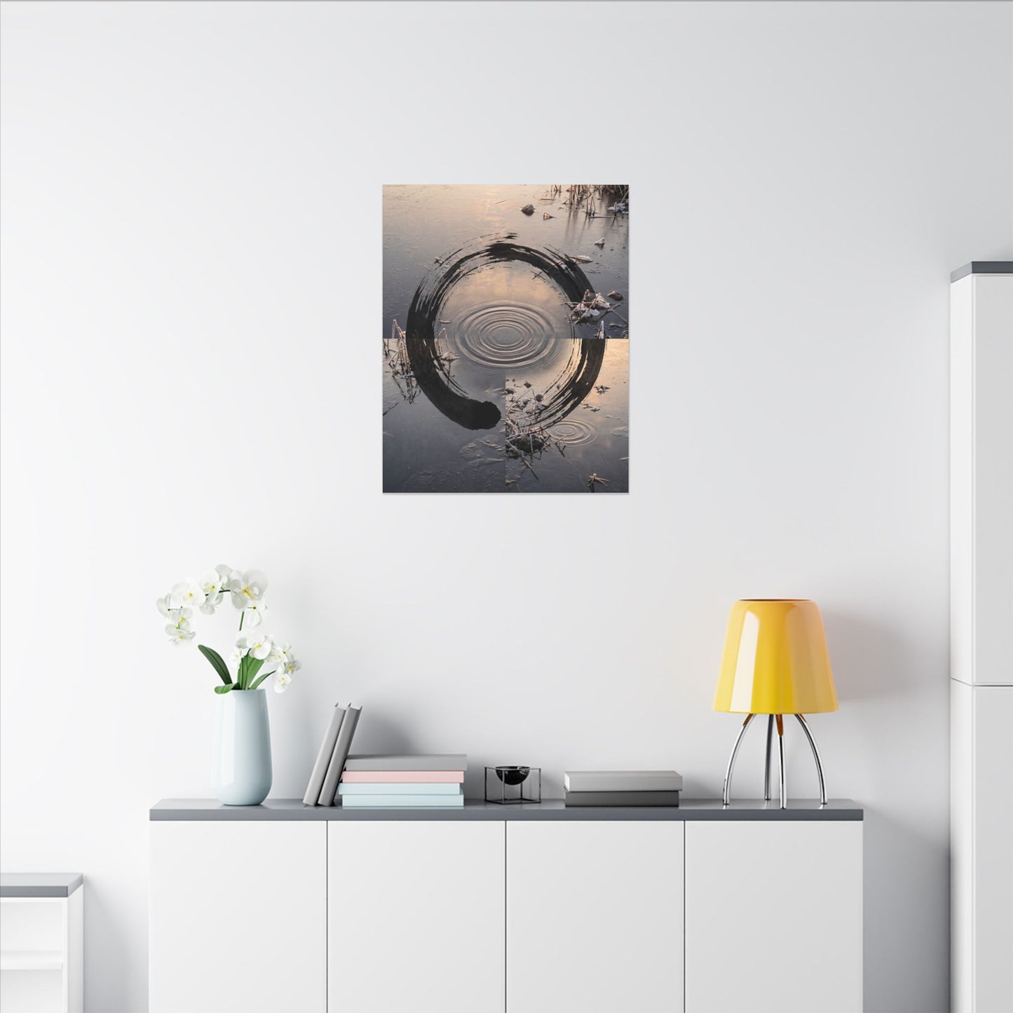 Winter Water Ripple Enso Canvas Art | Tranquil Decor