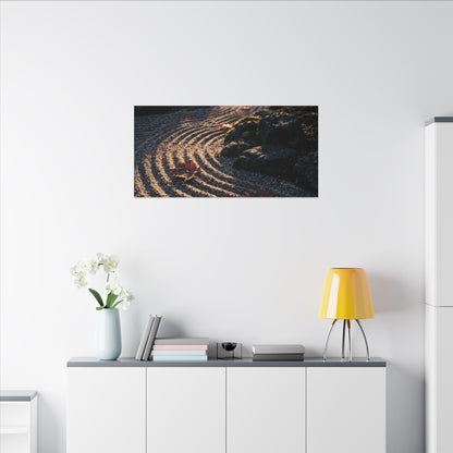 Rock Garden Moody Minimal Canvas Art | Bold Dark Japandi Art