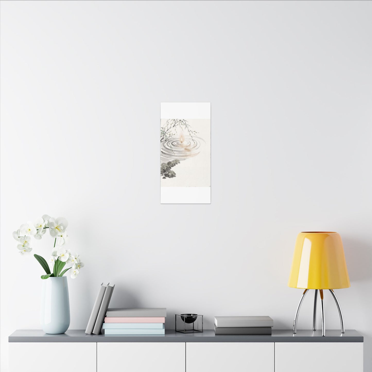 Water Ripple Sumi E Canvas Art | Tranquil Zen Art