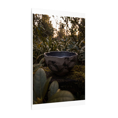 Ceramic Bowl Canvas Art | Summer Dark Japandi Charcoal Ink Art
