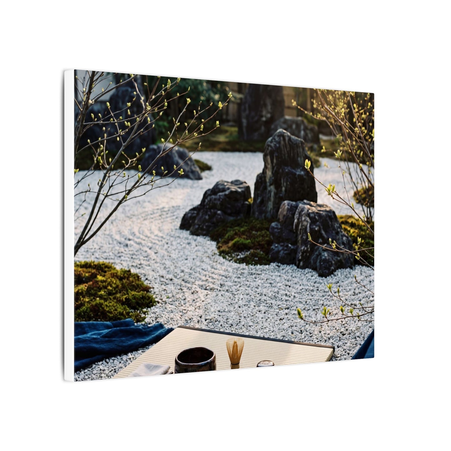 Zen Tea Ceremony in Golden Hour | Karesansui Canvas Art