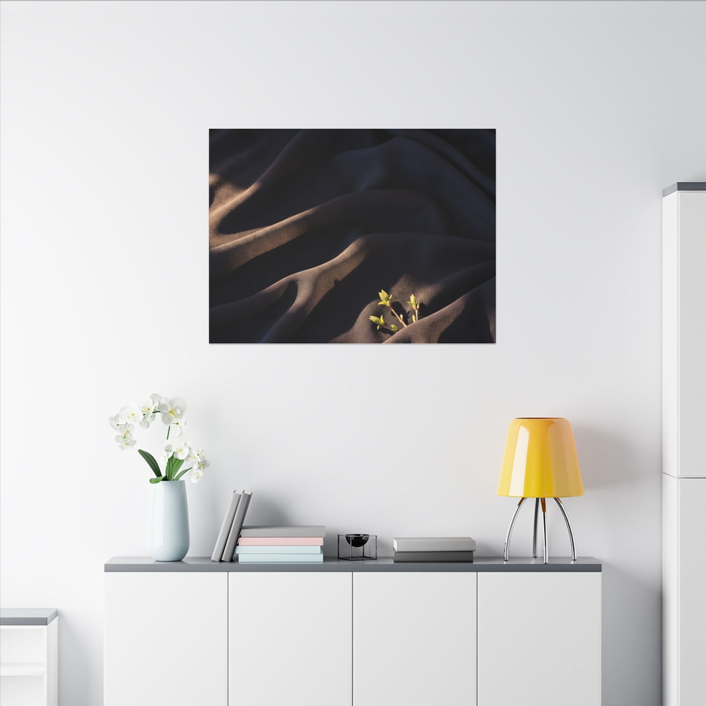 Silk Drape Shadow Zen Canvas Art | Luxurious Dark Japandi Art