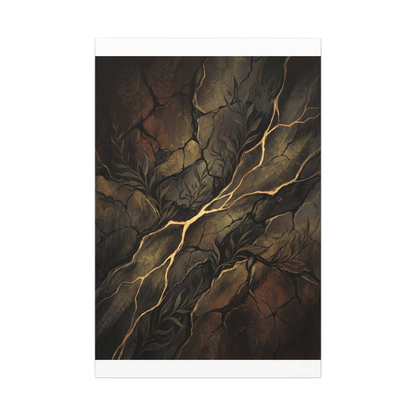 Cracked Earth Charcoal Ink Canvas Art | Bold Dark Japandi Art