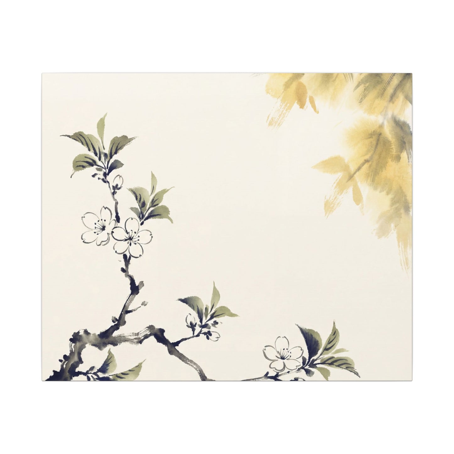 Kanso Cherry Blossom Canvas Art - Zen Sumi E