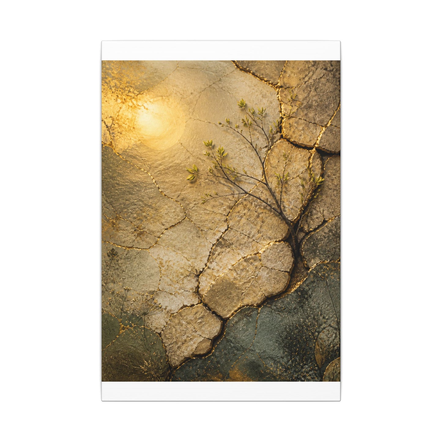 Cracked Earth Spring Canvas Art | Japandi Warm Design