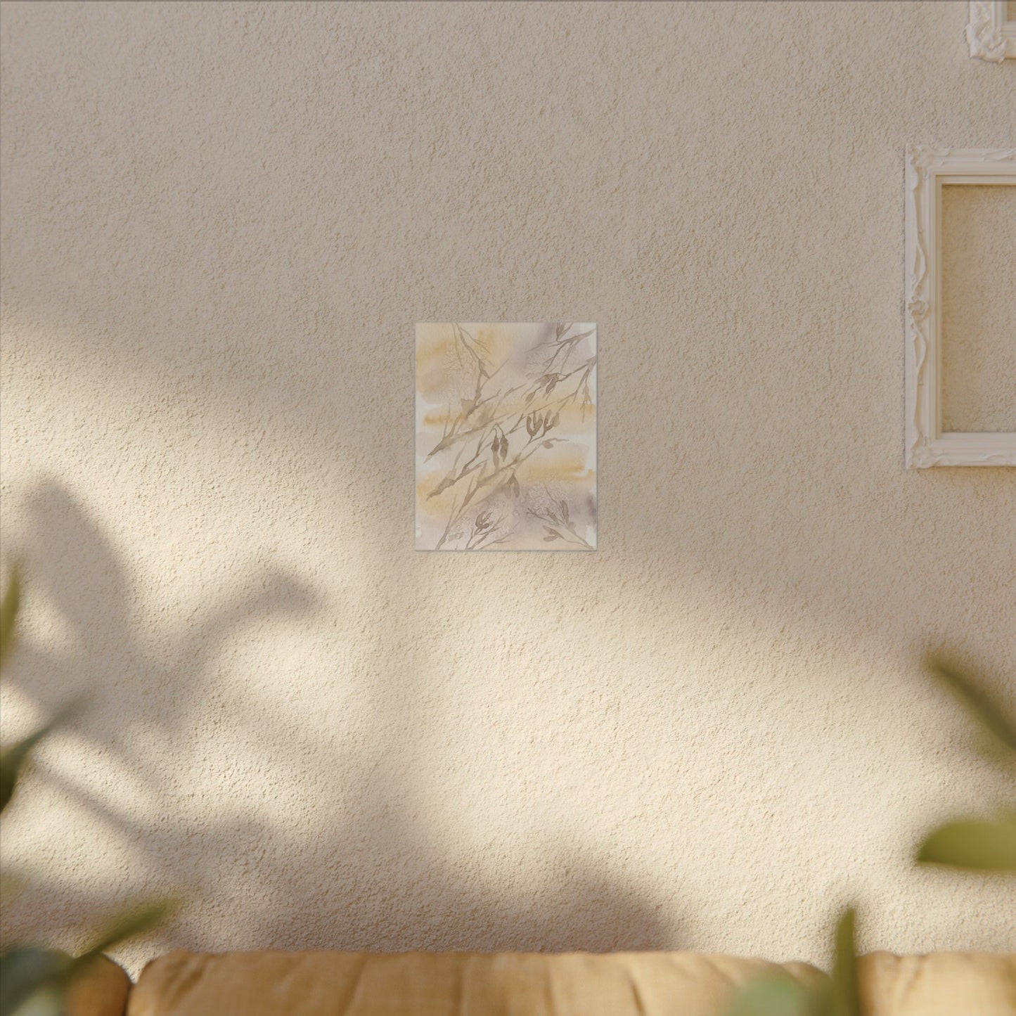 Shadow Play Winter Canvas Art | Japandi Warm Design