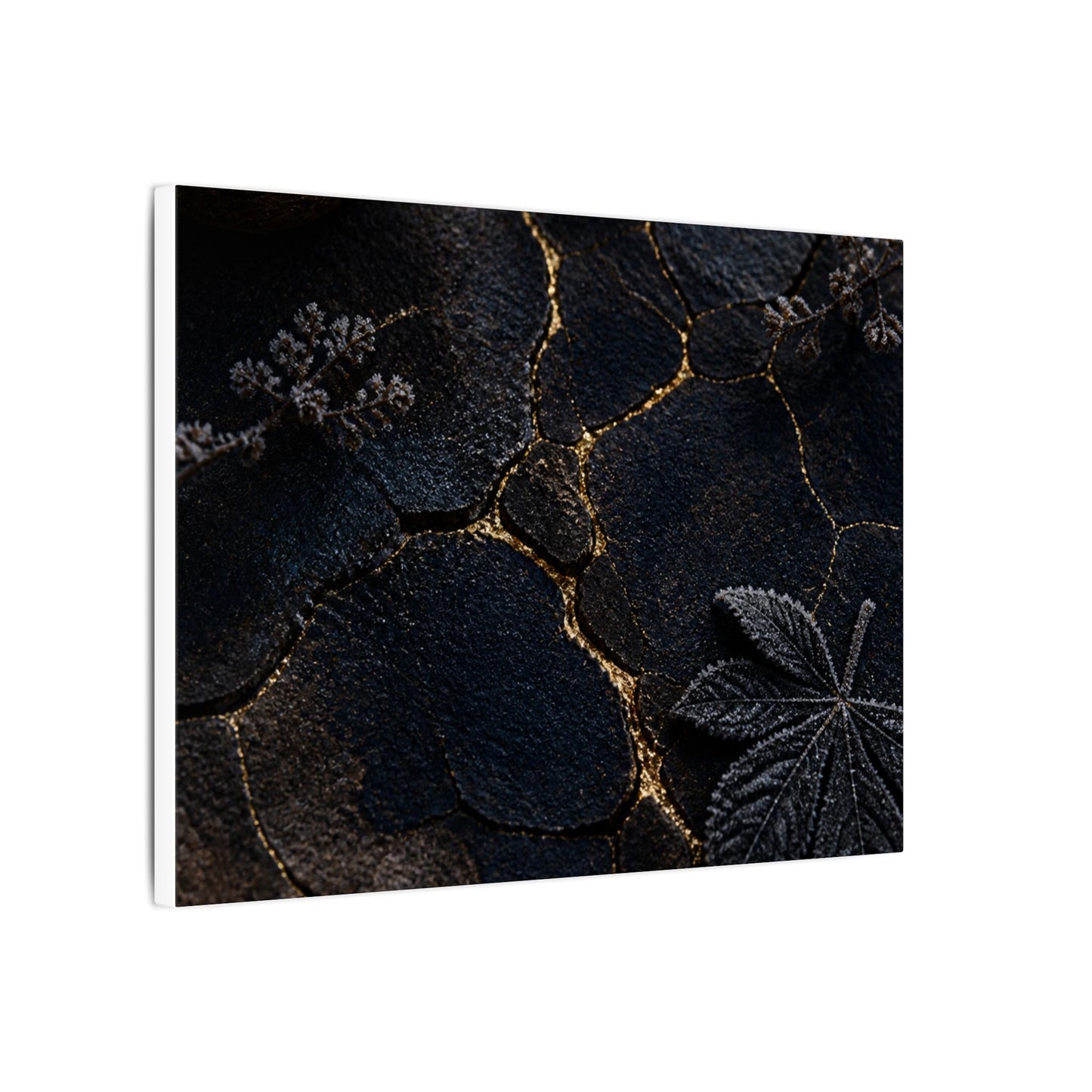 Candlelight Cracked Earth Canvas Art - Dark Japandi Ma