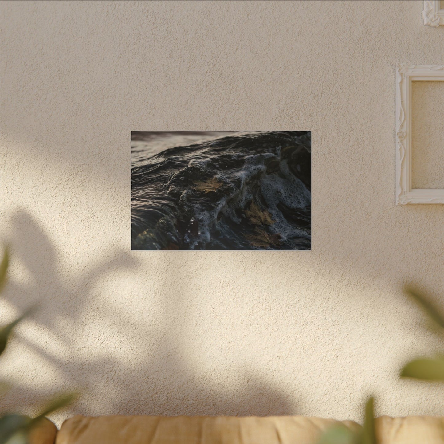 Dark Japandi Ocean Wave in Dawn | Moody Minimal Canvas Art