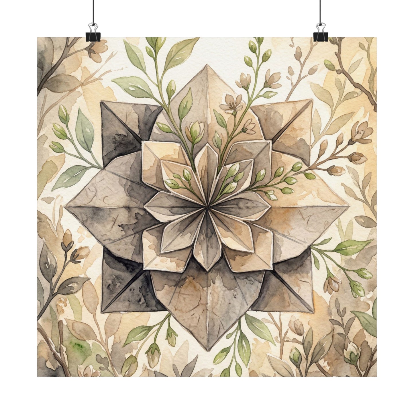 Golden Hour Paper Fold Wall Art Print - Japandi Mono No Aware