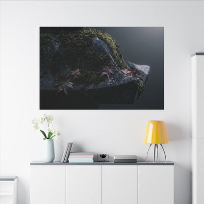 Stone Lantern Moody Minimal Canvas Art | Sophisticated Dark Japandi Art