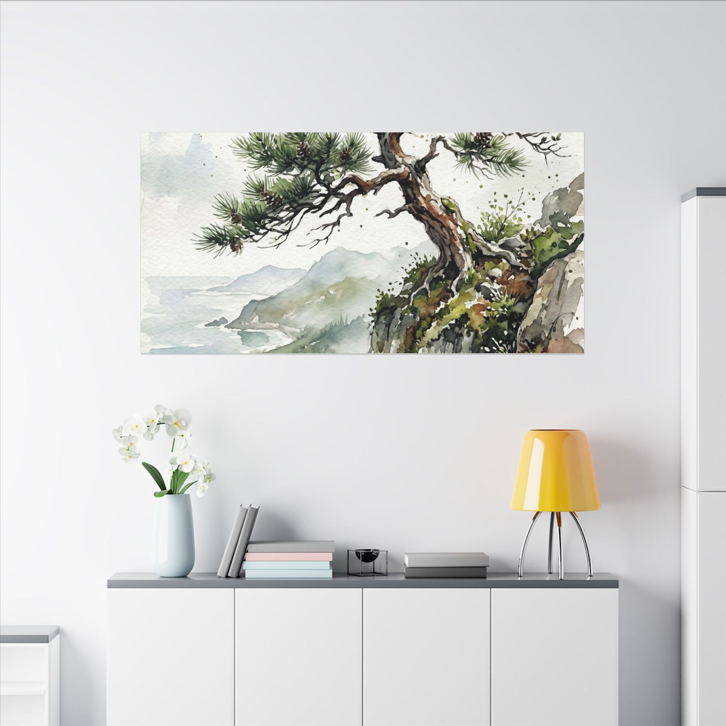 Pine Tree Spring Canvas Art | Japandi Neutral Design