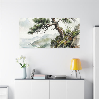 Pine Tree Spring Canvas Art | Japandi Neutral Design