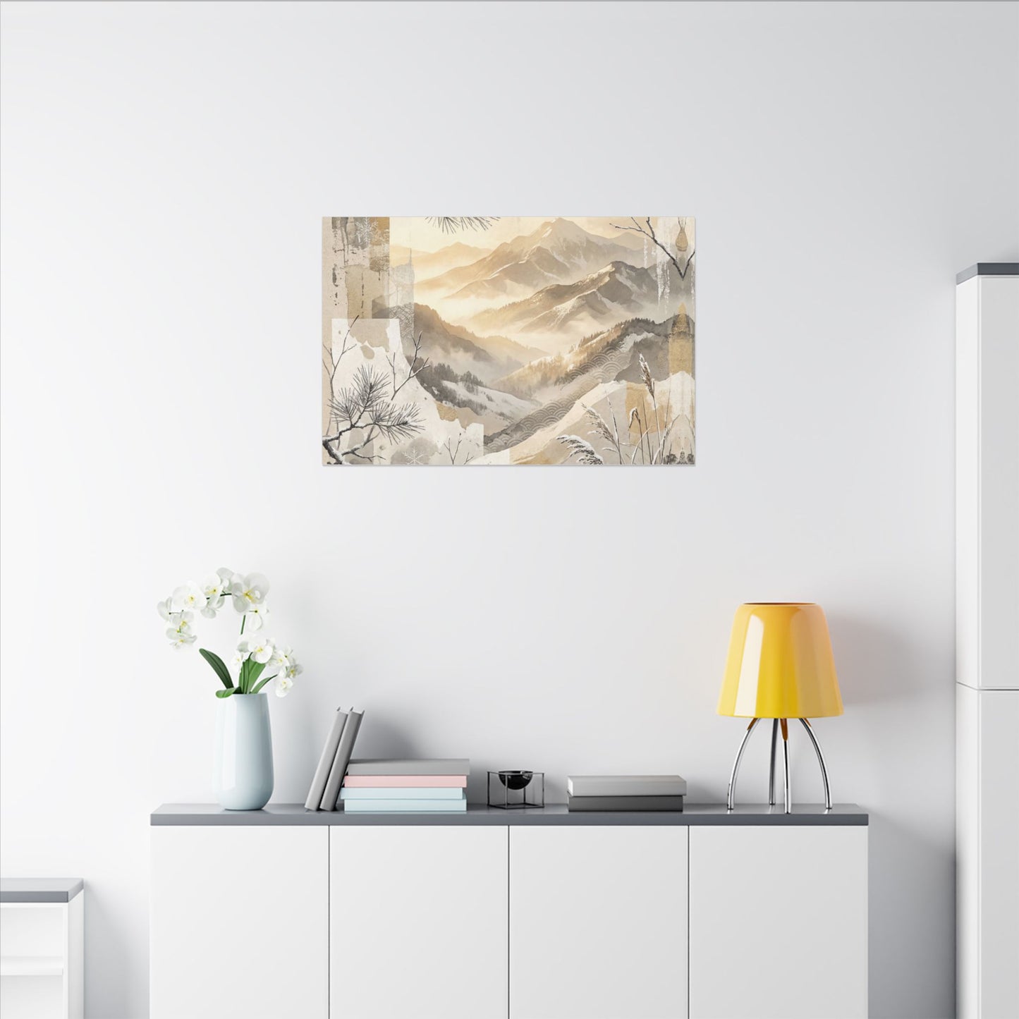 Shibui Mountain Mist Canvas Art - Japandi Japanese Pattern