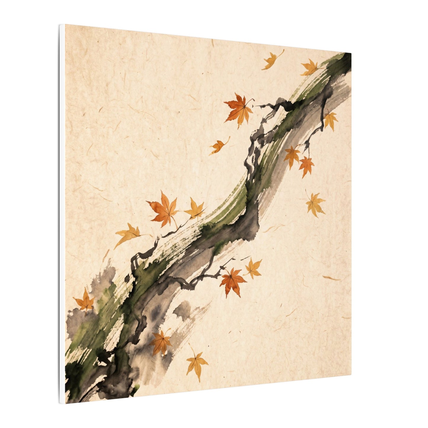 Ink Brushstroke Autumn Canvas Art | Zen Calm Design